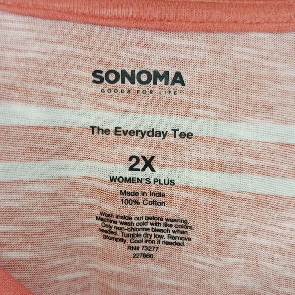 #174 3/$18 - NWT Sonoma Orange/White V Neck Long Sleeve Top Size 2X - Picture 6 of 6